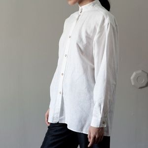 Solid Cotton Button Down Shirt Long Sleeve White